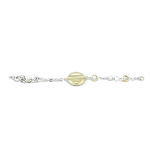 Round Button Chain Bracelet in 935 Silver