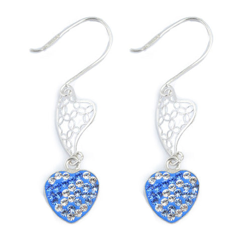 Diamond Heart Earrings in 935 Silver