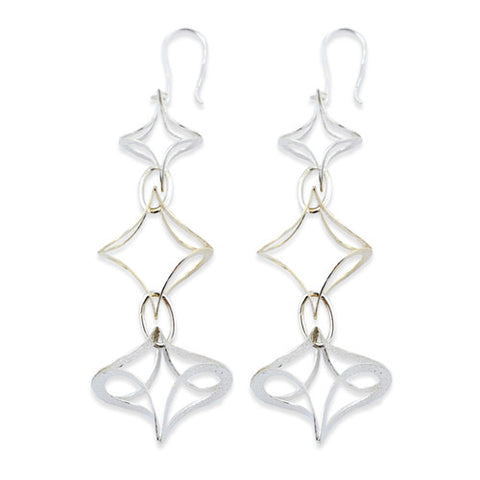 Silver Gold Abstract Drop Earrings in 935 Silver